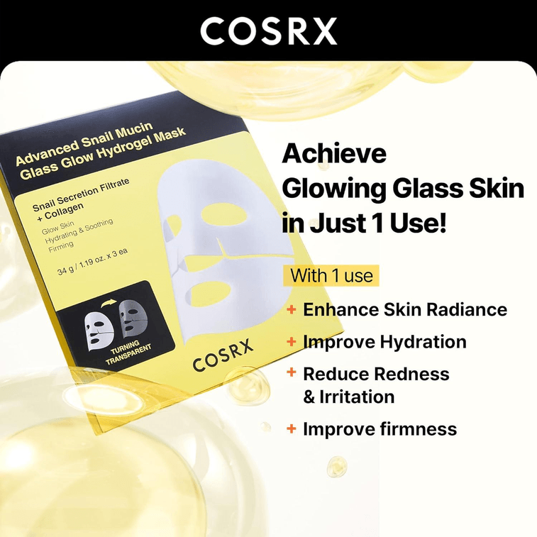 Advanced Snail Mucin Glass Glow Hydrogel Mask 34 g 3