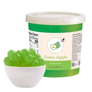 Green Apple Flavor Popping Boba (3.2KG Bulk Tub) - Bursting Juice Balls for Bubble Tea, Ice Cream, Fruit Tea & Desserts Topping