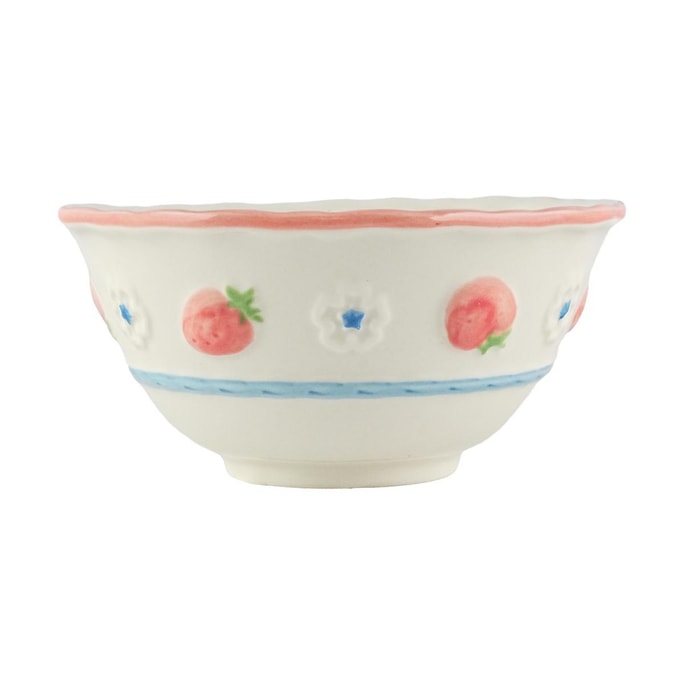 Kawashimaya Strawberry Love Rice Bowl, Single, Household Eating Bowl, 5 inches