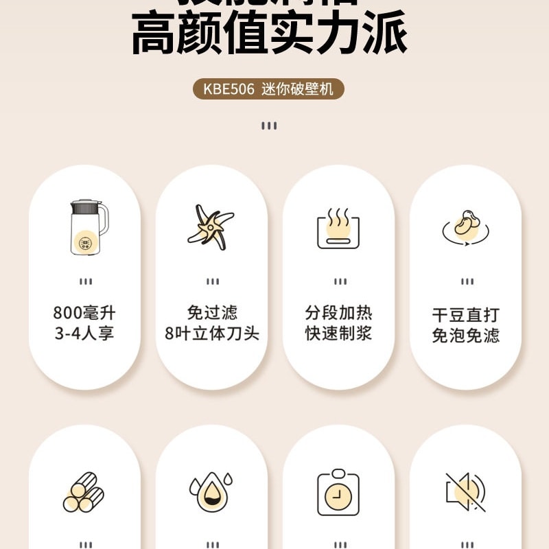 【中国直邮】 史迪熊 迷你多功能破壁机家用豆浆机全自动婴儿辅食机料理机 一台装