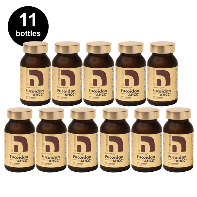 日本 自然醣 褐藻糖胶AHCC® 10瓶送1瓶 每瓶160颗​ 天然免疫支持 两种褐藻糖胶与AHCC®完美结合 用于肝脏保护与免疫辅助 减少肝发炎反应 全面提升免疫力