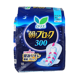 Laurier Zero Gap Night Pad 30cm 18 pieces【Zero Gap Fit】【3x Instant Dry】