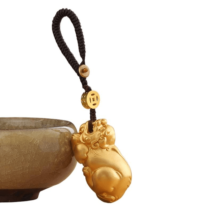 [중국 직송] 황동 안전 버클 픽시우 열쇠고리, 행운의 부적 자동차 펜던트, 3.6*2cm