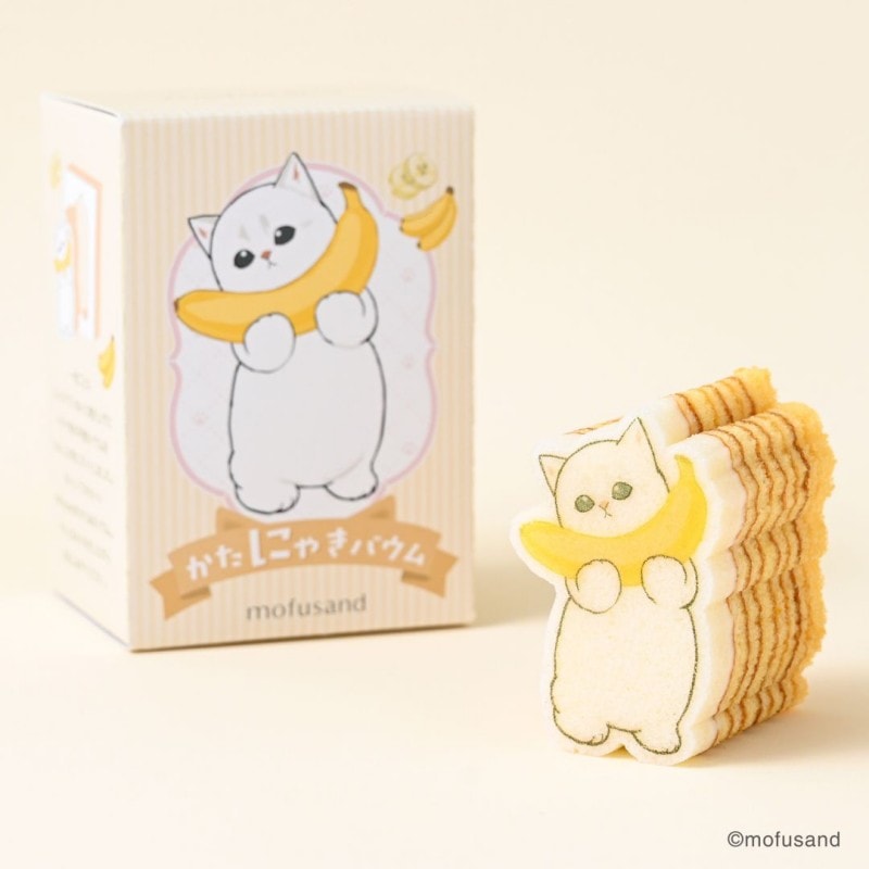 【日本直郵】 日本 KATANUKIYA mofusand聯名 香蕉小貓立體年輪蛋糕 香蕉口味 1個裝