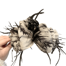 美佳严选 新中式水墨蝴蝶结抓夹超仙羽毛发夹鲨鱼夹*1