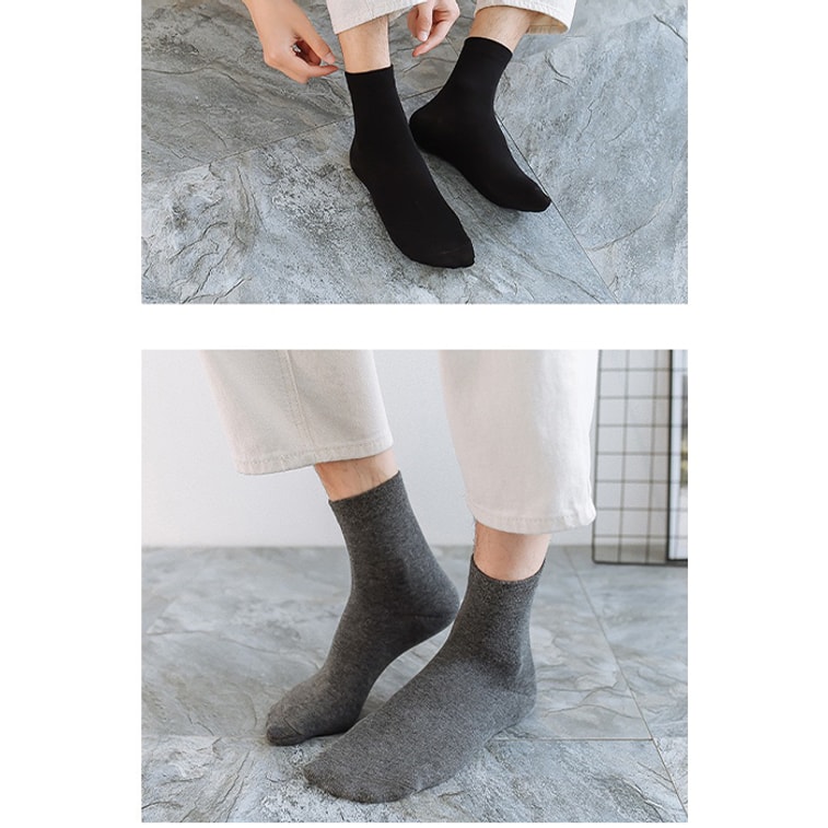 南極人 薄款男士中長襪 防臭 商務 透氣吸汗襪子 5雙 (白色+黑色+淺灰色+深灰色+藏青色)【薄款 旅行一次性襪子】 5