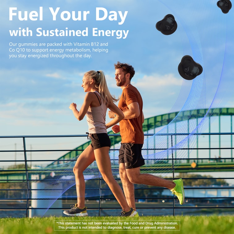 贝欧宝 天然能量软糖含维生素 B12、枸杞、辅酶 Q10支持能量和新陈代谢无麸质咀嚼补充剂不含转基因成分覆盆子60 粒 4