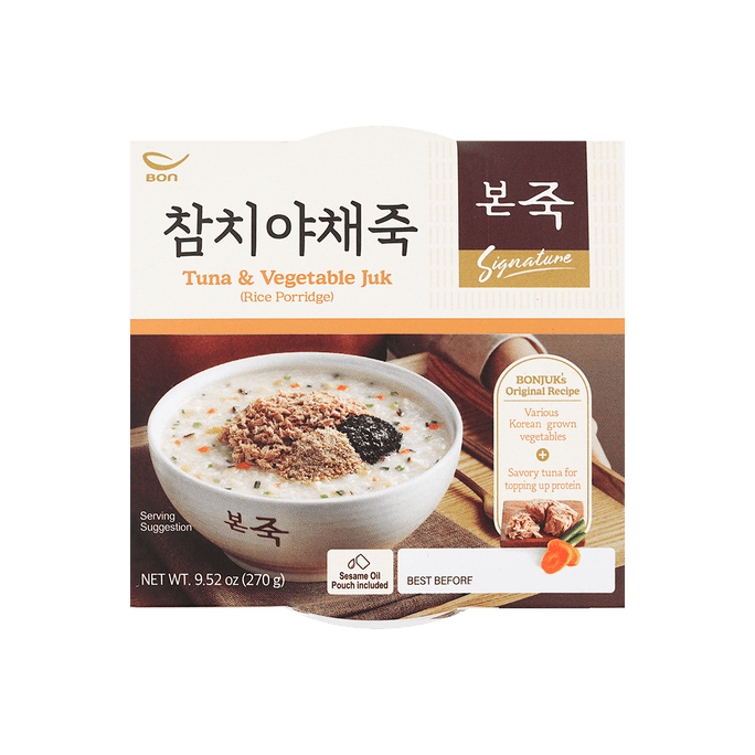 Tuna Vegetable Juk - Korean Seafood Rice Porridge, 9.52oz