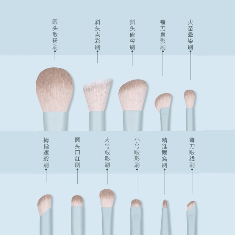 中国直邮】 魅丝蔻云青化妆刷套装全套11支刷子13.5cm*1件- 亚米