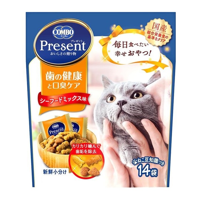 【日本直郵】 未知 Combo 日本 口腔健康 預防口臭 海鮮混合口味 貓糧 貓咪零食 獨立包裝 14小袋入 42g