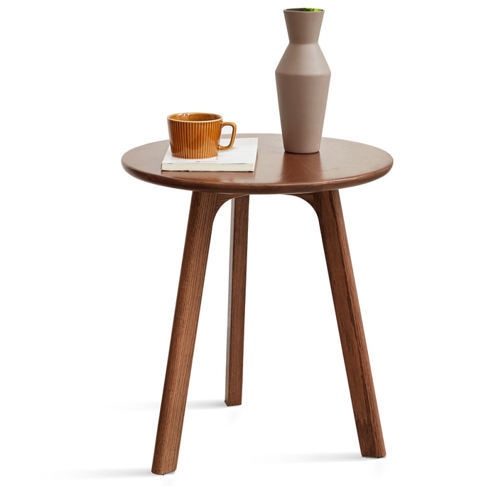Fancyarn Round Side Table Walnut color for small spaces 0.45m