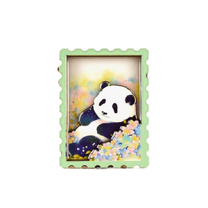 Chengdu Giant Panda Base Official Flower Wooden Magnetic Refrigerator Sticker Dream Blossoms 60 * 80mm