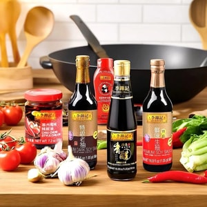 【開學季必備調味組合】李錦記 超值調味大禮包【鮮味蠔油+香醋+辣椒油+生抽+老抽