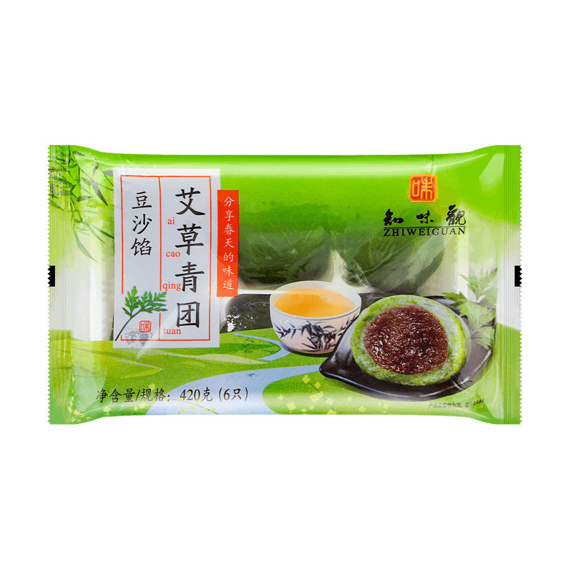 知味观 艾草青团 豆沙馅 6枚入 420g【杭州特产】【青粿糯米团子】