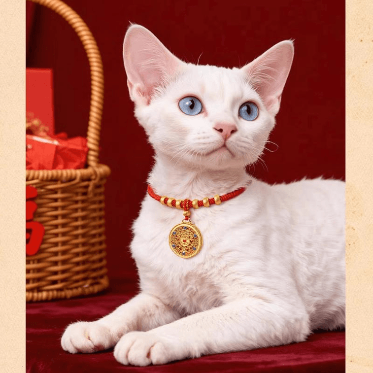 【中国直邮】 宠物时光 猫咪新年项圈小狗装饰喜庆礼盒礼物红绳宠物挂牌五路财神4-15斤M码20-40cm*1件 3