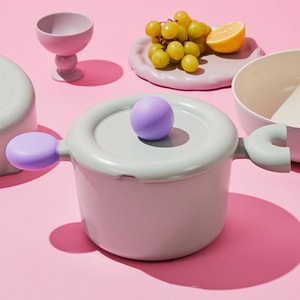 BETTER FINGER Cast Aluminum Casserole Pot Stockpot with Lid Blue 7"