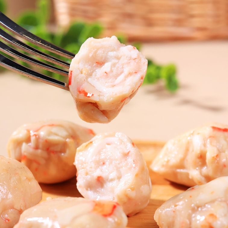 Fish roe ball Lobster flavor Hot pot meatballs QQ Low fat Cooked food Fish ball Seafood snack Dormitory snacks 200g 3
