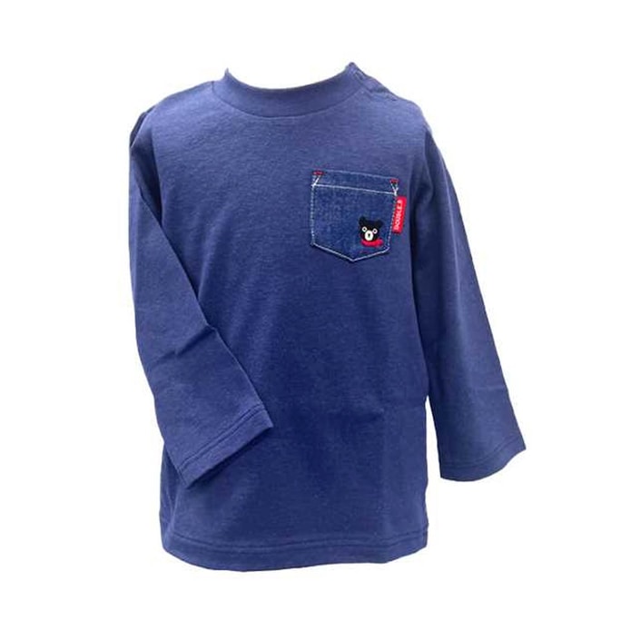 MIKIHOUSE DOUBLE-B Long-Sleeve T-Shirt with Denim Pocket 90cm