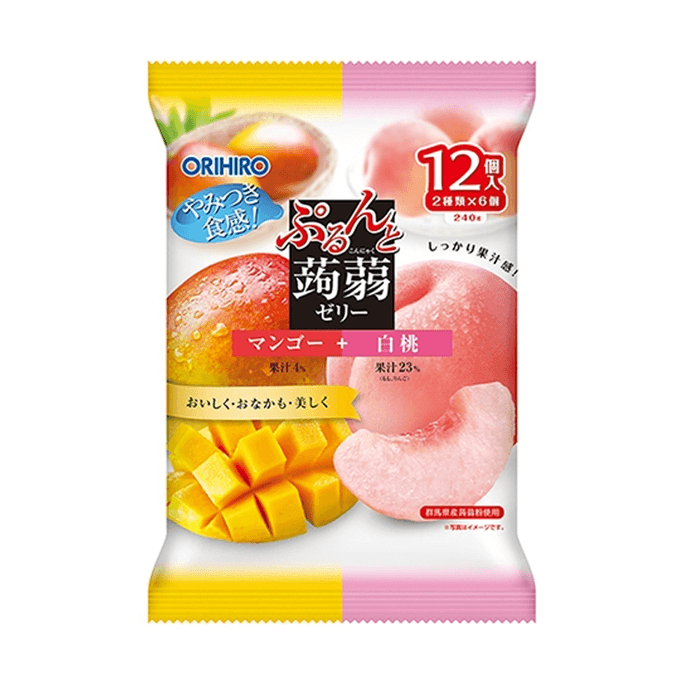 ORIHIRO Purunto Jelly (Mango & White Peach Flavor) 12 pcs