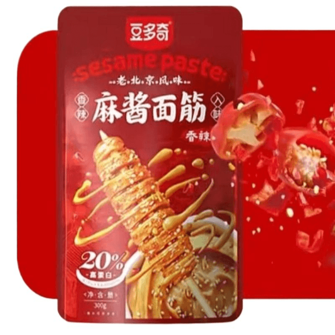 【中国直邮】 豆多奇 麻酱面筋面筋卷香辣味300g*1包