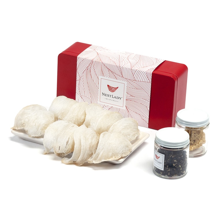 アメリカ産NestLadyプレミアムツバメの巣、「咲き誇る花と満月」ギフトボックス、6Aトップグレードロイヤルツバメの巣、100g【2025年梅雨初収穫ツバメの巣年末クリアランスセール】、FDA/USDA検査済み。 7