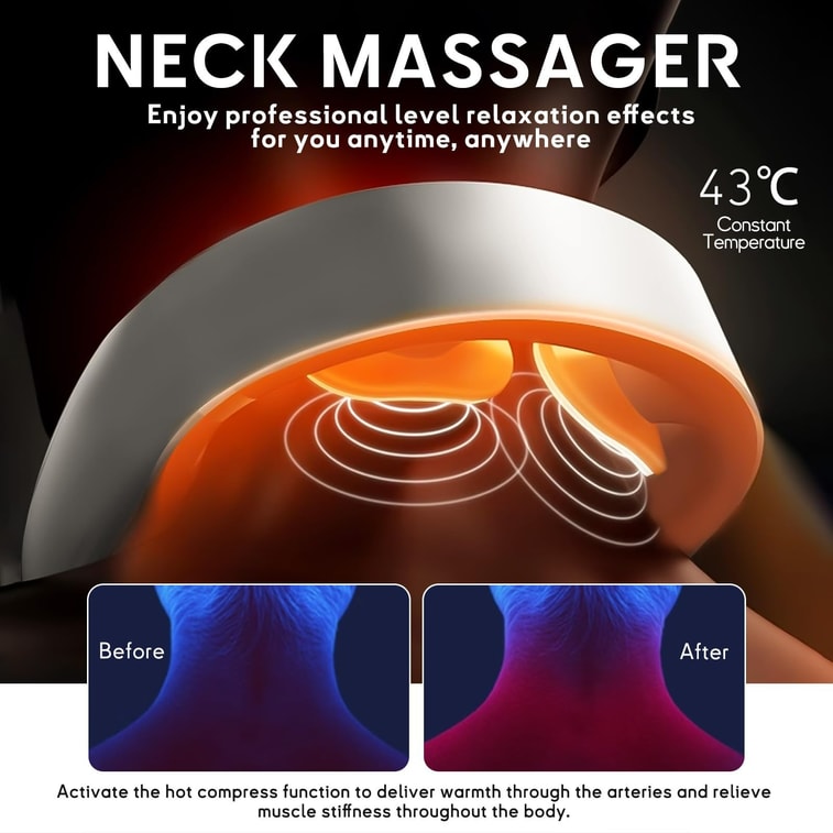 Neck Massager for Pain Relief Deep Tissue,Electric Portable Neck Massager with Heat for Women Men 1 each 7