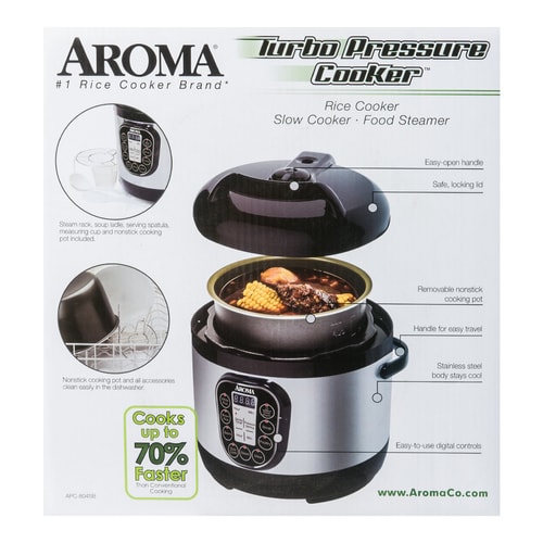 AROMA Turbo 2 Quart Digital Pressure Cooker - 8 Cup (APC-804SB ...