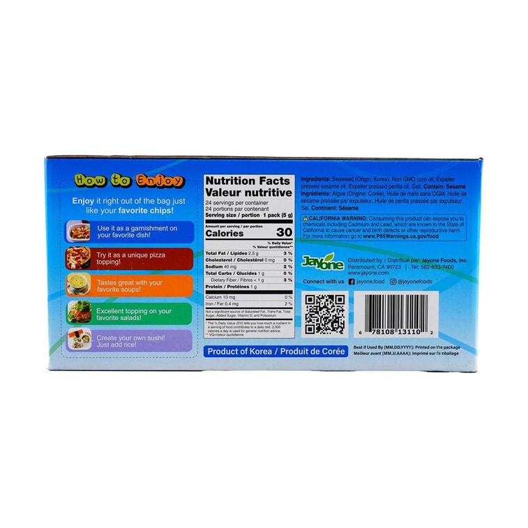 자연나라 도시락 김, 구운 김 24팩/박스 5