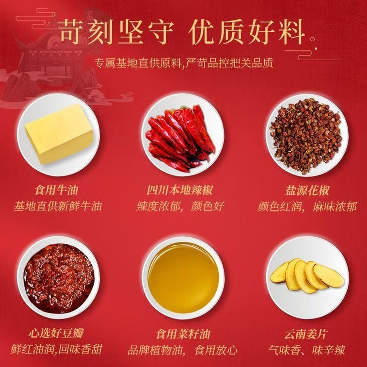 【中國直郵】 好人家 大紅袍火鍋底料 100g*家用麻辣紅湯 6