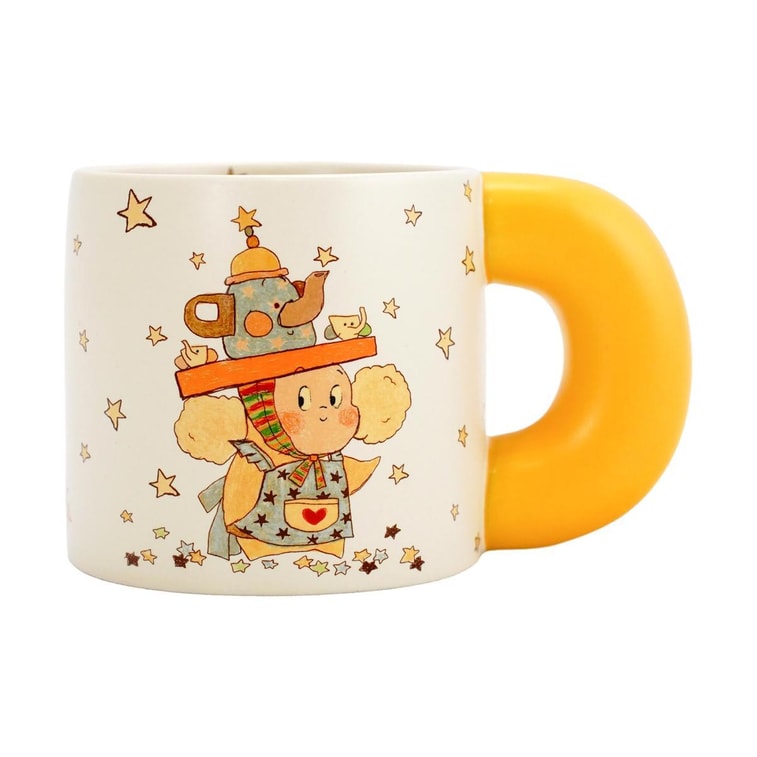 川島屋 星星人插畫聯名馬克杯 陶瓷杯 黃色神燈 580ml 4