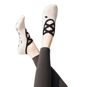 New Sports Fitness Short Tube Simple Anti Slip Socks Pilates Anti Friction Anti Slip Yoga Socks Cream White F