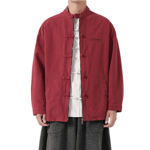 中国 ASIS新中式秋季立领机车盘扣夹克外套男装-红色 L