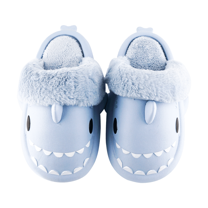 Shark Slides Slippers Unisex Waterproof Winter Warm Plush Comfy Sandals Non-Slip Blue 36/37