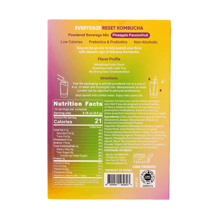 Reset Kombucha Powdered Beverage Mix Pineapple Passionfruit 10 Sticks 4