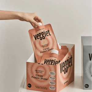 韓國VEGGIET 植物蛋白奶昔 蛋白粉 可可味 10包裝 豌豆蛋白加米蛋白雙蛋白配方 含可可粉 菊苣根纖維
