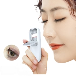 【中国直邮】 晶雅家 电烫睫毛卷翘器 电动温控充电迷你便携 感温变色硅胶广角睫毛夹 栀子白色 一只装