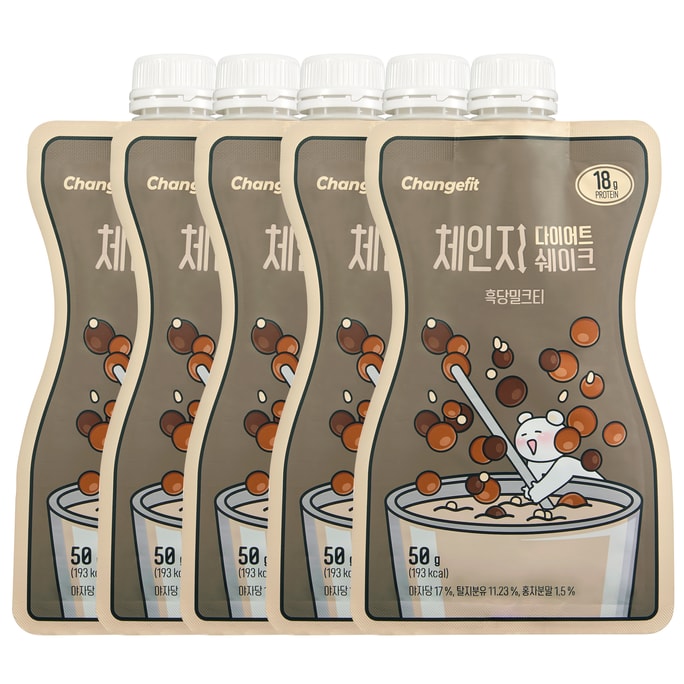 【韓国チェンジフィット】ミールリプレイスメントシェイク 黒糖ミルクティー味 50g/パック 5個セット