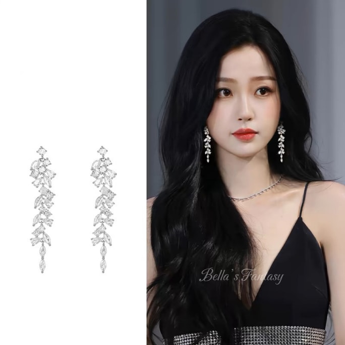【NEW YORK】Bella’s Fantasy Blingbling Diamond Earrings Sparkly Rhinestone Silver
