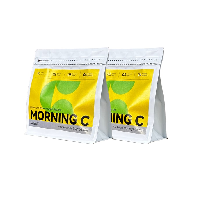 李陌茶 2包早C茶-无咖啡因维生素C草本茶用于免疫和健康茶袋7粒10克/袋
