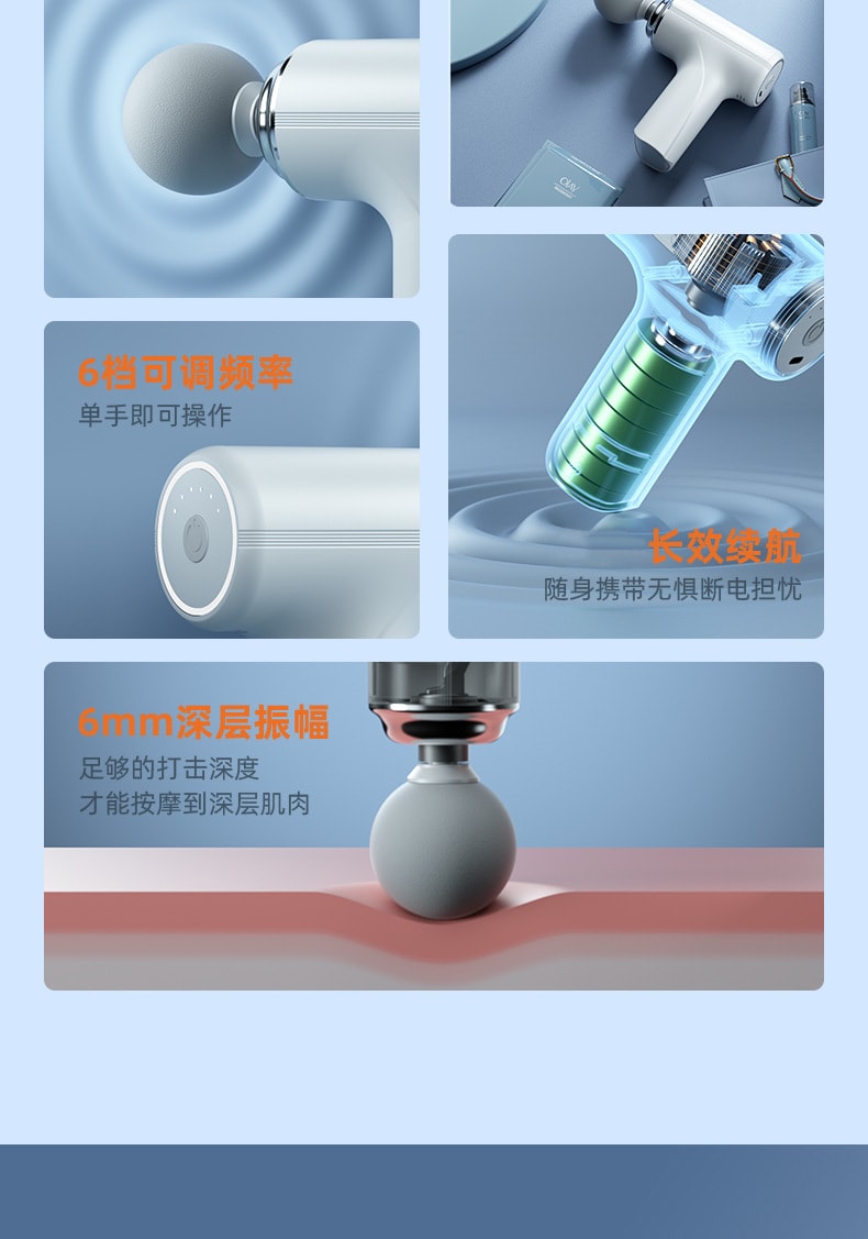 【中国直邮】 多蒙 迷你筋膜枪家用便携女生肌肉放松震动按摩棒颈椎按摩仪 1 把