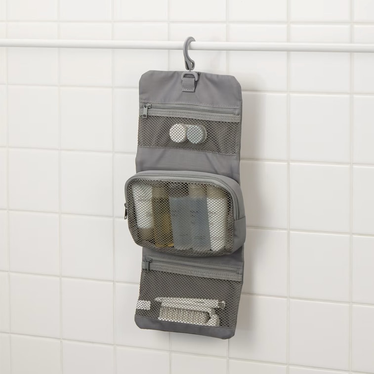 【Expédition directe du Japon】 Japon MUJI Fibre de polyester Trousse de toilette de voyage pliable et suspendable, sac de rangement portable imperméable, trousse de maquillage, gris, 1 pièce 3