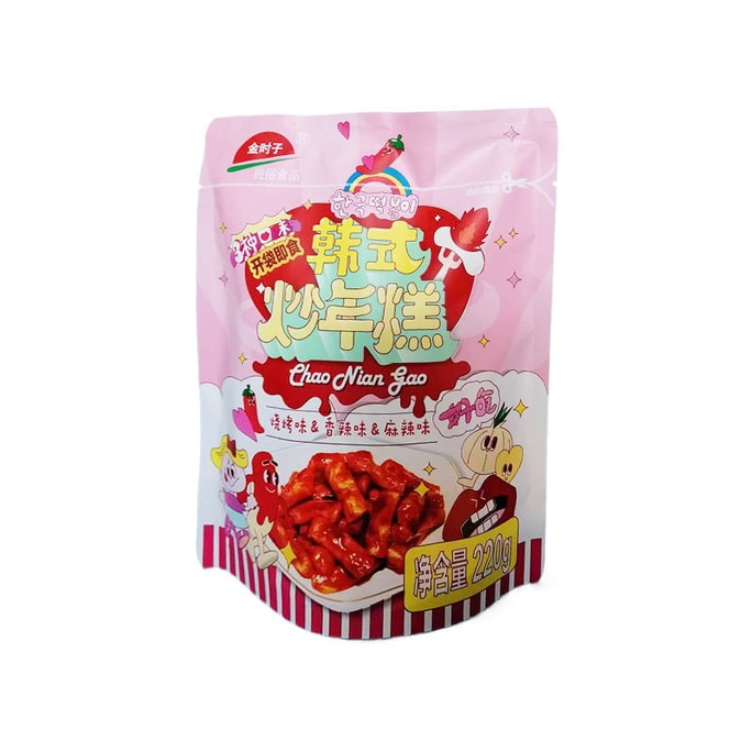 Korean-style fried rice cakes spicy barbecue and fragrant glutinous rice cake snacks 220g