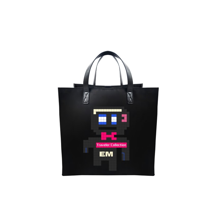 【中国直送】Evelyn Morandi ユニセックス デザイナー新作 ピクセルロボットプリント ナイロン クロスボディバッグ (ラージ) 1個