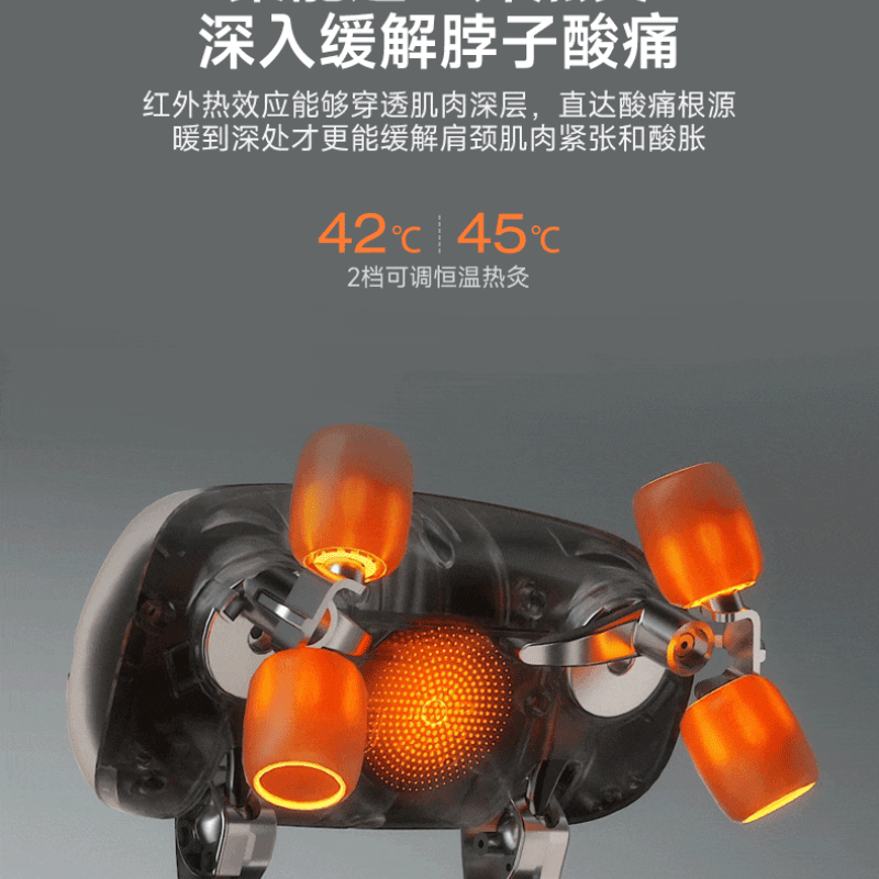 【中國直郵】 小熊 頸椎按摩儀疏通斜方肌腰背部揉捏肩頸按摩器熱敷頸部 紅外線熱灸+可拆洗布套 一裝