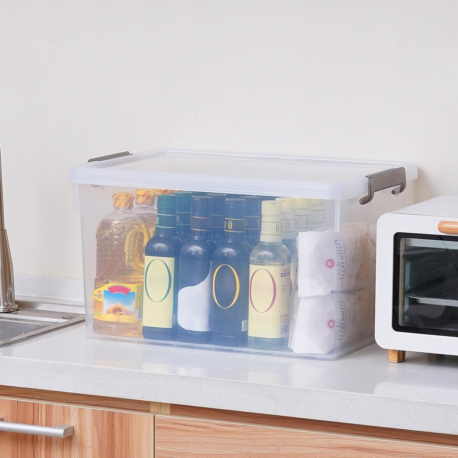 Clear-com 501 まとめ売り Citylife 48 Qt. Plastic Storage Bins With Lids Large Stackable