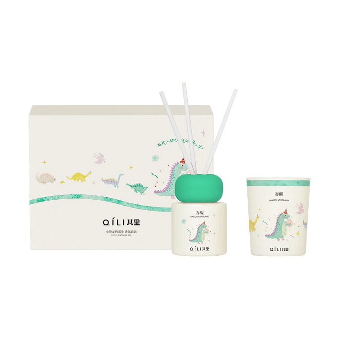 Hatching Baby Dinosaur Fragrance Set - Spring Awakening, 70g + 50ml, a Scented Candle Gift and Souvenir Set