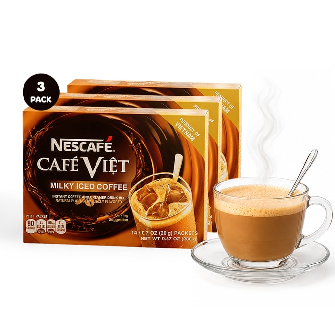 NESCAFÉ Café Việt Milky Iced Coffee Instant Coffee Mix 14 Sachets Creamy ese Style 【Pack of 3】
