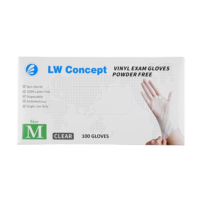 LW CONCEPT 抽取式一次性手套 廚房料理手套 隔離防護手套 食品加工 透明 M碼 5g 4.5MIL 100只