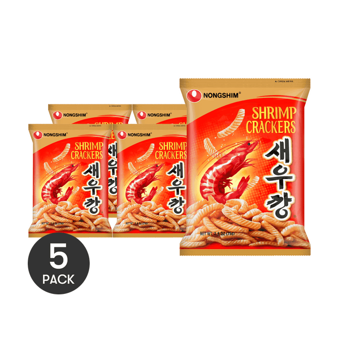 Shrimp Crackers Light, Airy, Crispy Seafood Snack, 2.64 oz [ Blackpink Jennie's Pick ] *5【5 Pack】