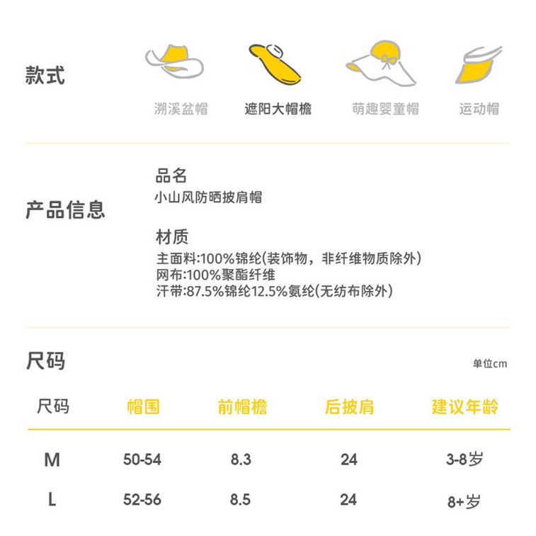 【中國直郵】 HSPM 兒童防曬帽防紫外線大帽簷遮陽太陽帽 粉櫻漫野L 1頂 11